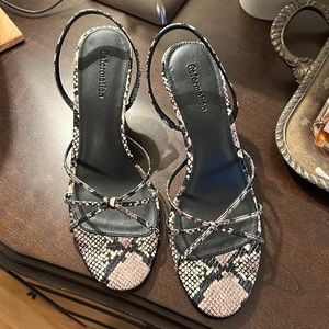 NWB reformation snake skin strappy sling back heel